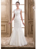 Cap Sleeves Lace Tulle Empire Waist Wedding Dress